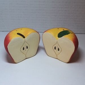 Vintage Red Apple half Salt & Pepper Shakers 50s fruit